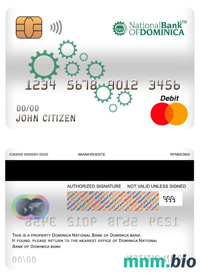 Dominica National Bank of Dominica bank master debet karta przykład w formacie PSD